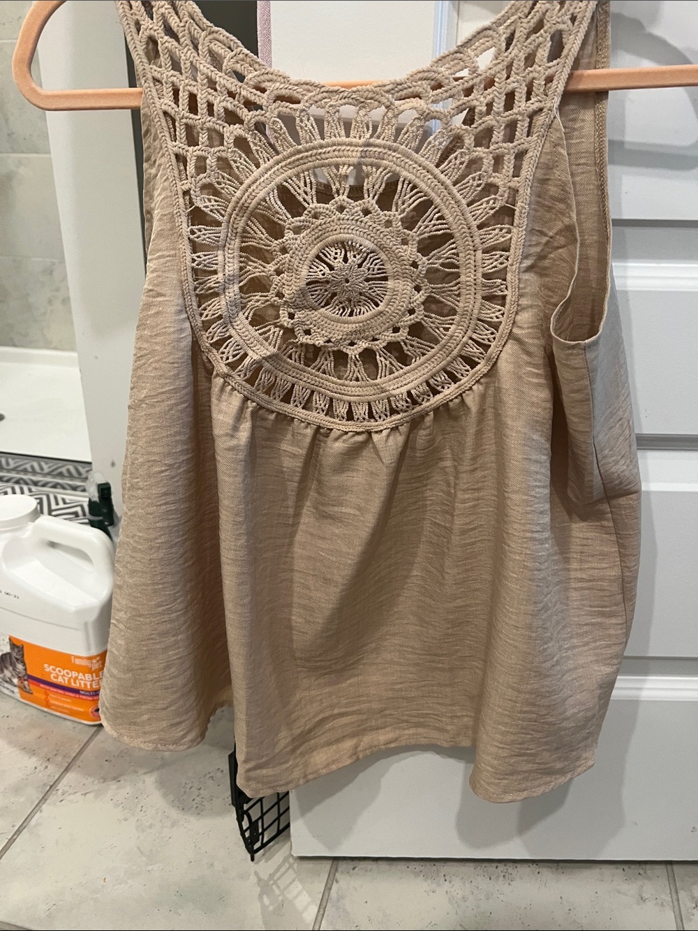 SHEIN Beige Crochet-Back Wide-Leg Jumpsuit - Picture 10 of 15